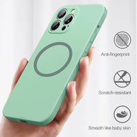 Lens Protective Wireless Charging Magnetic Liquid Silicone Case for iPhone 13 12 11 Pro Max
