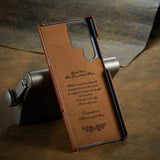 Top Grade Leather Card Slot Back Case with Finger Ring Kickstand Stand for Samsung Galaxy S22 S21 S20 Ultra Plus