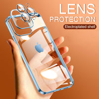 Plating Silicone Camera Lens Protection Phone Case on For iPhone 13 12 11 Pro Max Mini