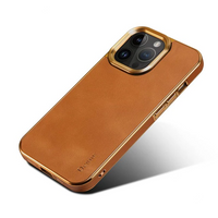 Luxury Leather Electroplated Camera Bumper Shockproof Case For iPhone 14 13 12 series