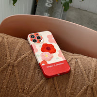 Korean Cute Plush Flower Leather Case for iPhone 13 12 11 Pro Max