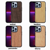 100% Wood Bamboo Walnut Shockproof Case for iPhone 13 12 11 Series