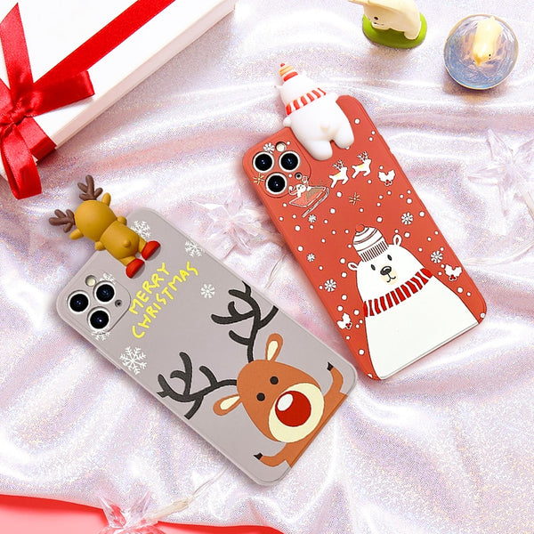 Christmas Gift Cartoon Deer & Snowman Soft Silicone Cover Phone Case For iPhone 11 Pro Max 1