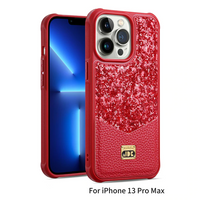 Luxury Glitter Diamod PU Leather Shockproof Case for iPhone 13 12 Pro Max Mini