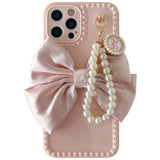 Luxury Fashion Pearl Bracelet Bow Case for iPhone 13 11 12 Pro Max Mini