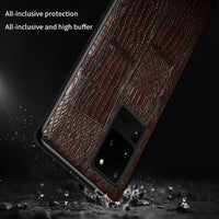 Retro Splice Genuine Leather Phone Case For Samsung Galaxy S20 Series