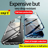 New 360° Full Protection Magnetic Adsorption Metal Glass Phone Case For iPhone 13 12 11 Series