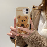 Cartoon Cute 3D Bear Doll Pendant High Quality Silicone Case for iPhone 13 12 11 series