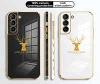 6D Plating Elk Deer Head Slim Soft Coque for Samsung Galaxy S22 Ultra Plus