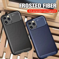 Shockproof Carbon Fiber Slim Silicone Leather Case for Apple iPhone 13 12 11 Series