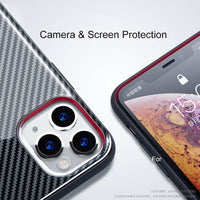 Carbon Fiber Shockproof Armor Stripe Back Cover Case For iPhone 12 Series
