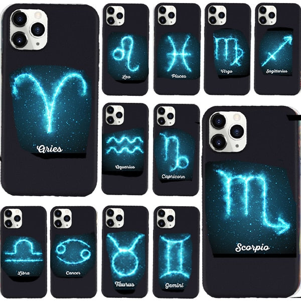 Lovely Blue Star 12 Zodiac Art Signs Candy Soft Silicone Phone Case For iPhone 11 Pro Max 1