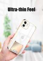 Plating Square Ring Holder Stand Transparent Soft Case For iPhone 12 11 Series