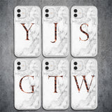 Initial Letter A Z Crown Soft Matte Marble Phone Case For iPhone 12 11 Series