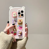 New 3D Cute Bear Rabbit Love Heart Soft Leather Phone Case For iPhone 13 12 11 Series