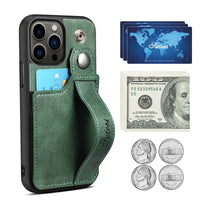 PU Leather Wallet Flip Case with Wrist Strap for iPhone 14 series