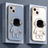 Plating 3D Astronaut Stand Holder Camera Protection Case for iPhone 13 12 11 Pro Max