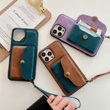 Luxury Wallet Strap Leather Case for iPhone 13 12 11 Pro Max