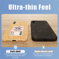 Japanese Wood Grain Label Soft Cork Fiber Cooling Case For iPhone 13 12 Series