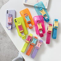Cool Wrist Crossbody Lanyard Fluorescence Silicone Phone Case for iPhone 12 11 Series