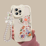 3D Bear Ear Flower Transparent Chain Silicone Case for iPhone 13 12 11 Pro Max
