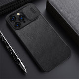 Leather Flip Case with Slide Camera for iPhone 14 series