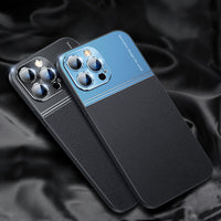 Luxury Leather Metal 2 in 1 Case for iPhone 13 12 11 Pro Max