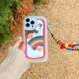 Cute Makeup Mirror Rainbow Flowers Bracelet Phone Case For iPhone 13 12 11 Pro Max