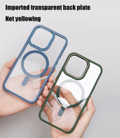 Magnetic Wireless Charging Bumper Clear Case For iPhone 14 13 12 11 series