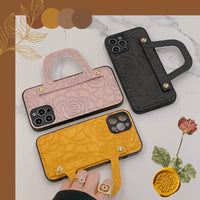 Fashion 3D Embossing Leather Handbag Case for iPhone 13 12 11 Pro Max Mini