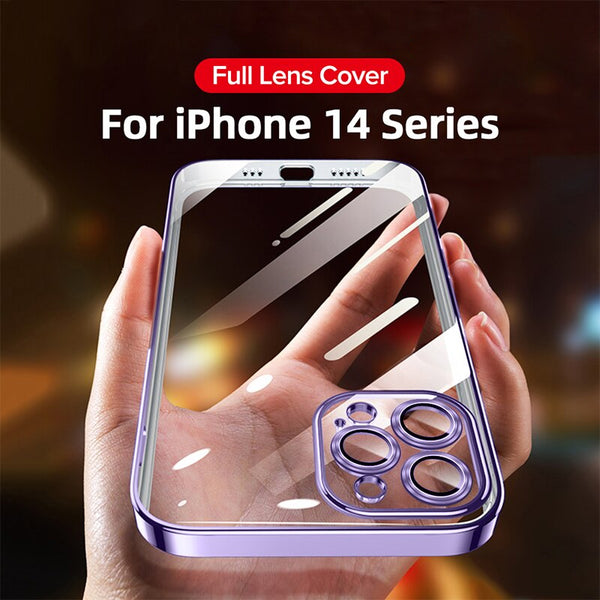 Plating Case with Lens Protection for Apple iPhone 14 13 12 series