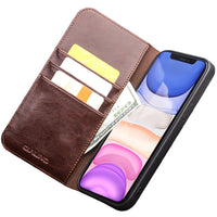 Handmade Genuine Leather Card Slots Wallet Case for iPhone 12 Series
