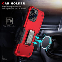 Armor Ring Holder Non Slip Bumper Magnetic Kickstand Shockproof Case For iPhone 13 12 11 series