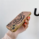 3D Relief Plating Frame Classic Wood Grain Case for iPhone 13 12 11 Series