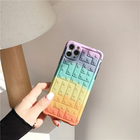 Luxury Square Gradient Rainbow Building Blocks Waterproof Case for IPhone 11 Series