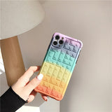 Luxury Square Gradient Rainbow Building Blocks Waterproof Case for IPhone 11 Series