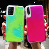 Liquid Luminous Neon Sand Transparent Heavy Duty Protection Case For Samsung S20 Series