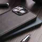 Solid Color PU Leather Camera Protection Case for iPhone 13 12 11 Pro Max