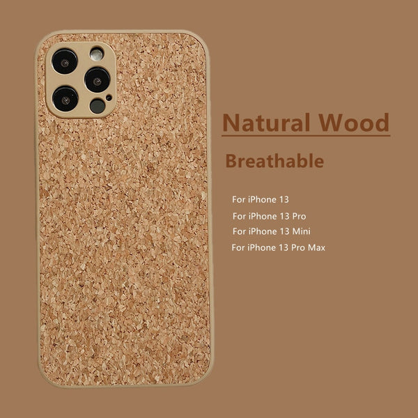 Natural Wood Cooling Soft Silicone Case For iPhone 13 12 11 S