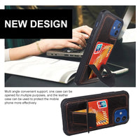 Bracket PU Leather Card Slot Stand Case For iPhone 13 12 11 Series