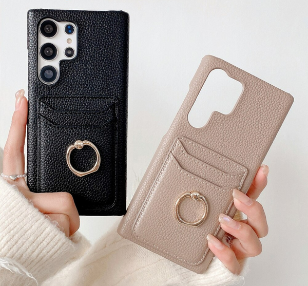 Leather Texture Wallet Card Holder Case With Ring Stand For Samsung Galaxy S23 S22 S21 series