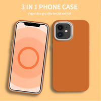 New Korean Aesthetics 3 In 1 Soft Liquid Silicone Case For iPhone 13 12 11 Series