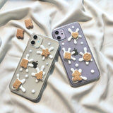 The New Lovely Cookies Milk Stars Little Bear Phone Case for iPhone 12 11 XS Series