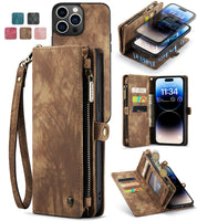 Zipper Wallet Case with Strap for iPhone 14 series