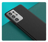 Carbon Fiber PU Leather PC Phone Case for Samsung S21 S20 Series