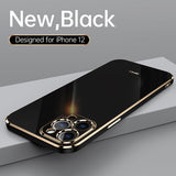 Luxury 6D Square Plating Ring Stand Holder Phone Case For iPhone 12 11 Series