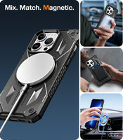 Magsafe Magnetic Soft TPU Hard PC Shockproof Armor Case with Metal Kickstand For iPhone 14 13 12 series