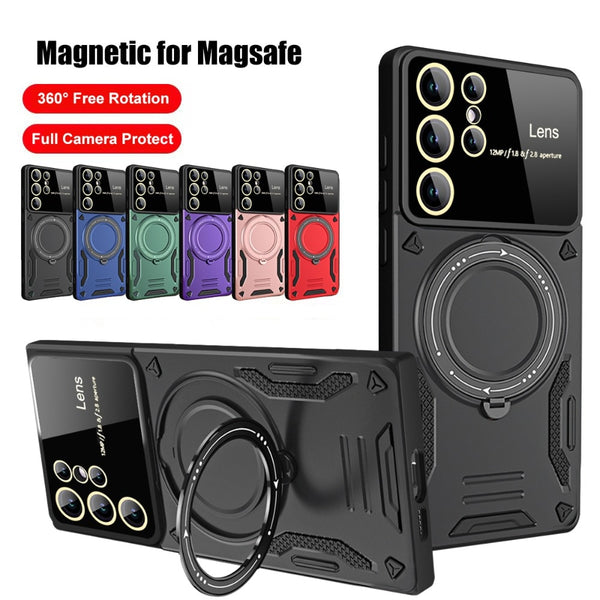 Large Camera View Magnet Ring Holder Magsafe Case for Samsung Galaxy S23 series