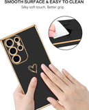 Cute Heart Pattern Slim Fit Plating Soft Flexible Shockproof TPU Case for Samsung Galaxy S23 S22 S21 Ultra Plus