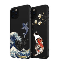 3D Art Case Relief Embossed Carp Cat Matte Soft Back Cover Case For iPhone 11 Series